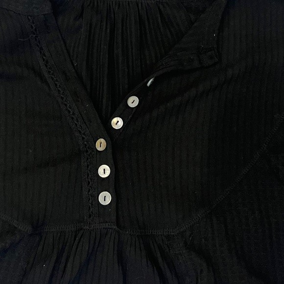 Sweet Romeo Top Black Waffle Knit Oversized Henley Nordstrom Women’s Size 1X NEW - Picture 4 of 9